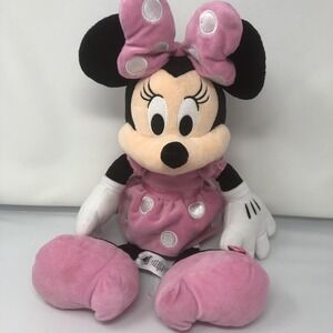 Disney Minnie Mouse Plush‎ Toy Stuffed Animal Bow Pink Disney Store toy 21"